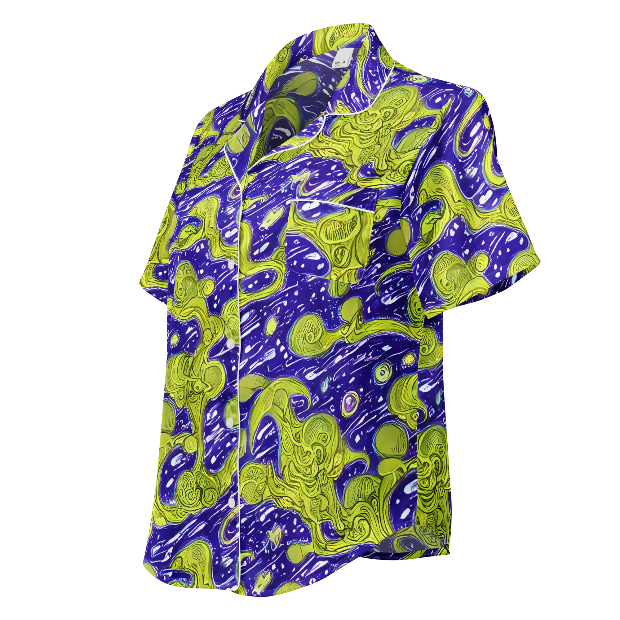 Lime Current on Women's Short Sleeve Pajama Top — Left Front