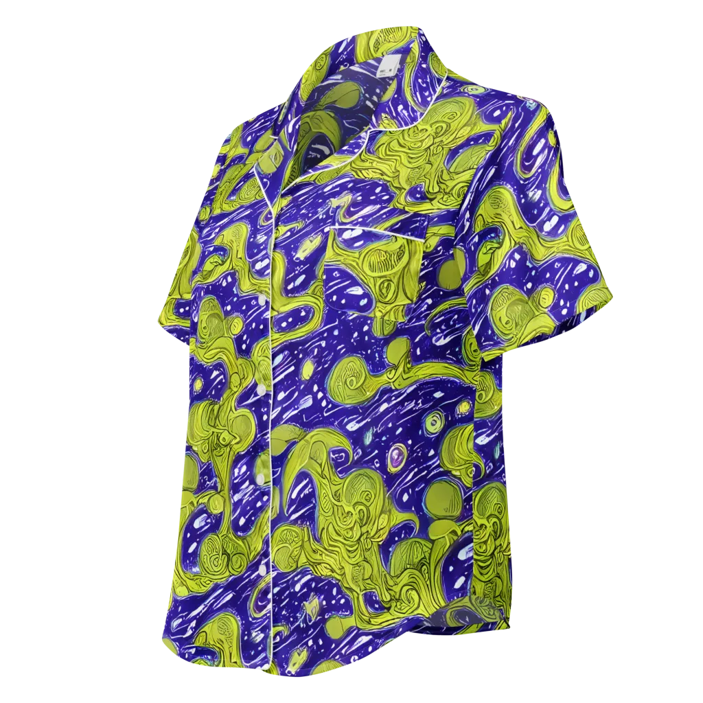 Lime Current on Women's Short Sleeve Pajama Top — Left Front