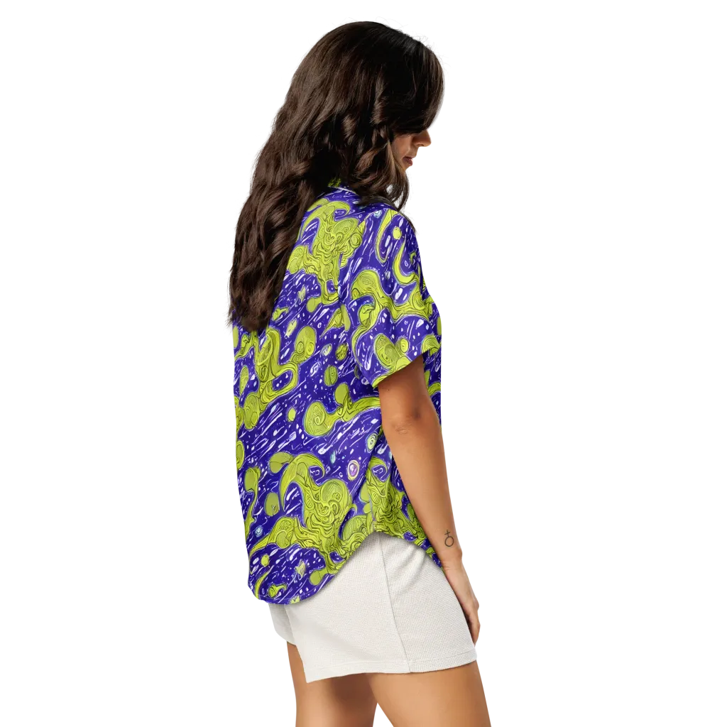 Lime Current on Women's Short Sleeve Pajama Top — Right Back