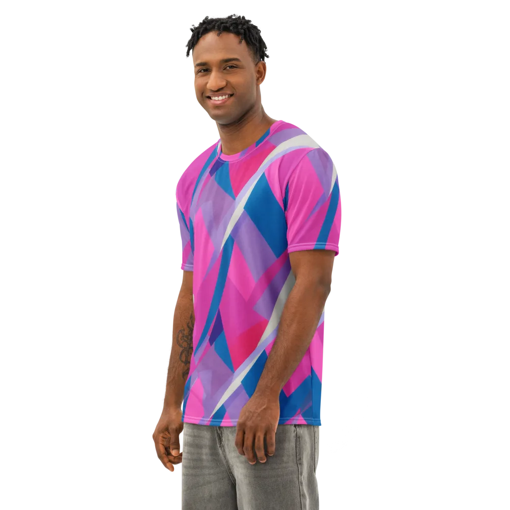 Chromatic Angles on Men's Cotton Crew Neck T-Shirt — Left Front