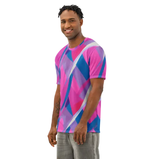 Chromatic Angles on a Men's Cotton Crew Neck T-Shirt