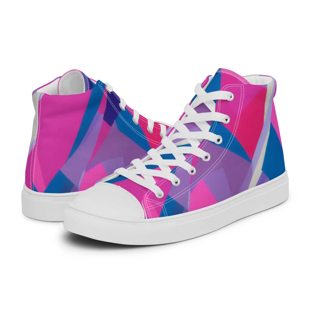 Chromatic Angles on Women's High Top Canvas Shoes — Left