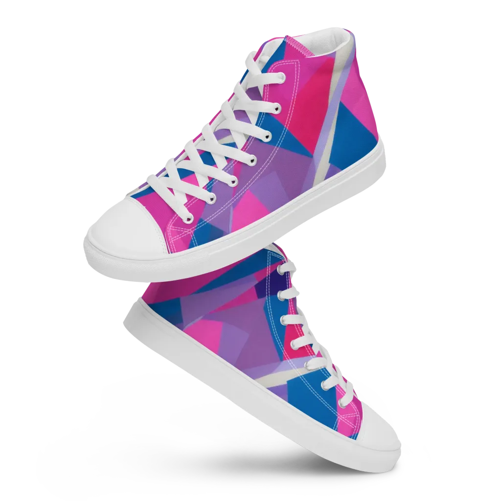 Chromatic Angles on Women's High Top Canvas Shoes — Front
