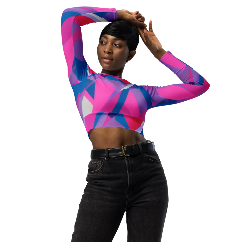 Chromatic Angles on Long Sleeve Crop Top — Front