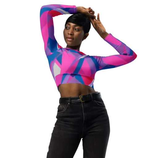 Chromatic Angles on a Long Sleeve Crop Top