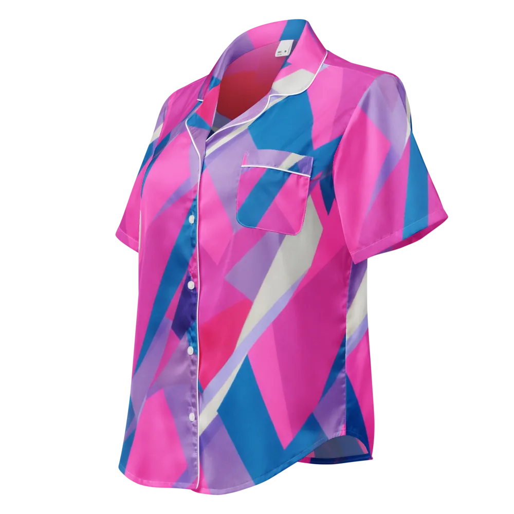 Chromatic Angles on Women's Short Sleeve Pajama Top — Left Front