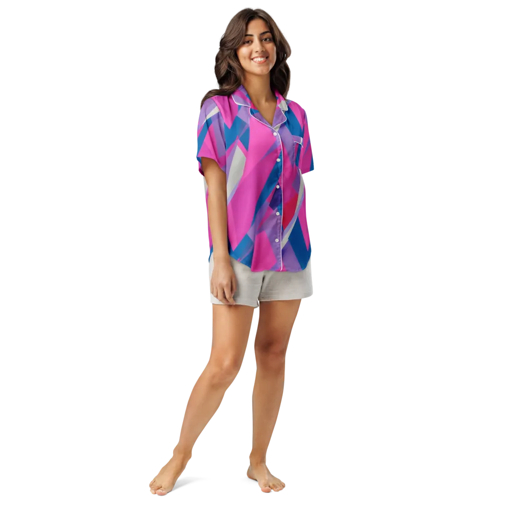 Chromatic Angles on Women's Short Sleeve Pajama Top — Front