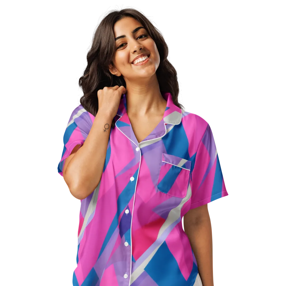 Chromatic Angles on Women's Short Sleeve Pajama Top — Front