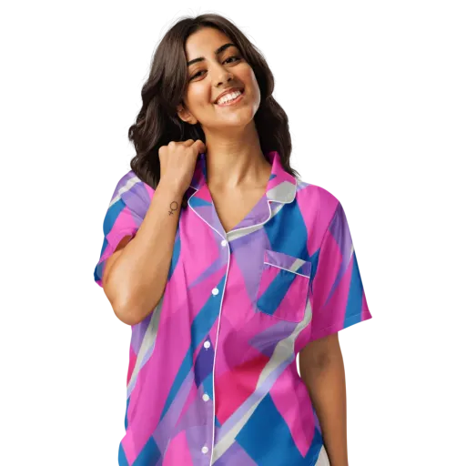 Chromatic Angles on a Women's Short Sleeve Pajama Top