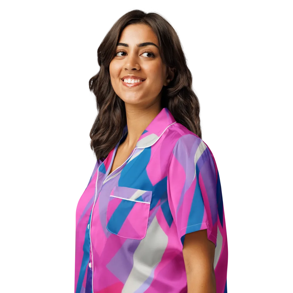Chromatic Angles on Women's Short Sleeve Pajama Top — Left Front
