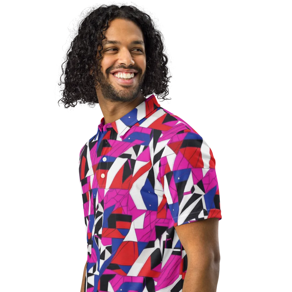 Laser Tessellation on Men's Slim Fit Polo Shirt — Left Front
