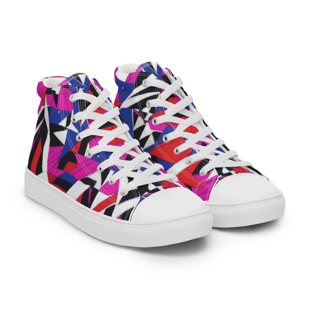 Laser Tessellation on Men's High Top Canvas Shoes — Right Front