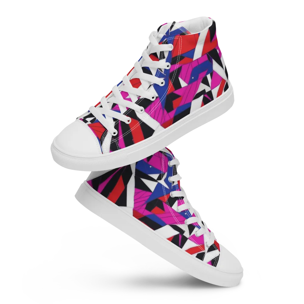 Laser Tessellation on Men's High Top Canvas Shoes — Front