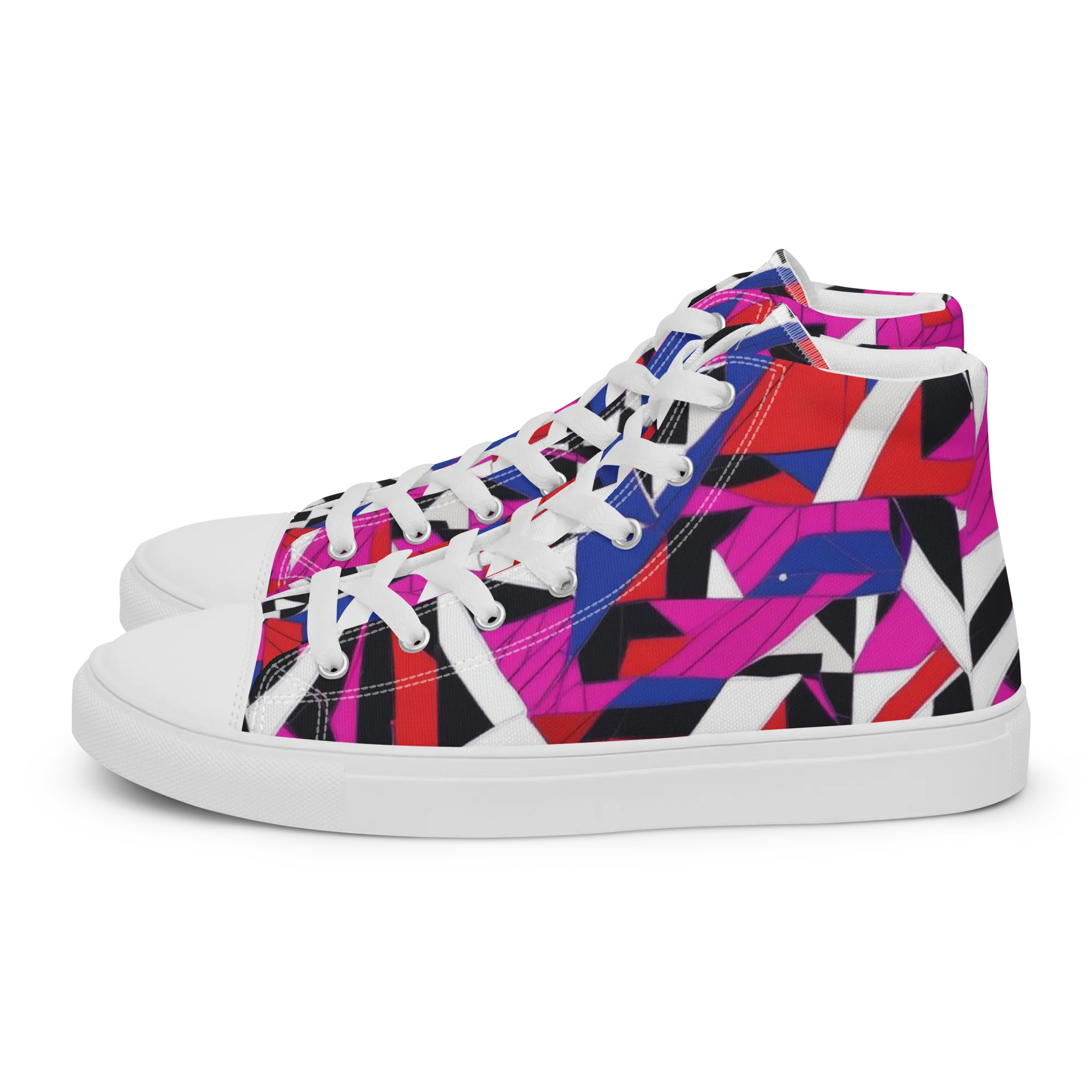Laser Tessellation on Women's High Top Canvas Shoes — Left