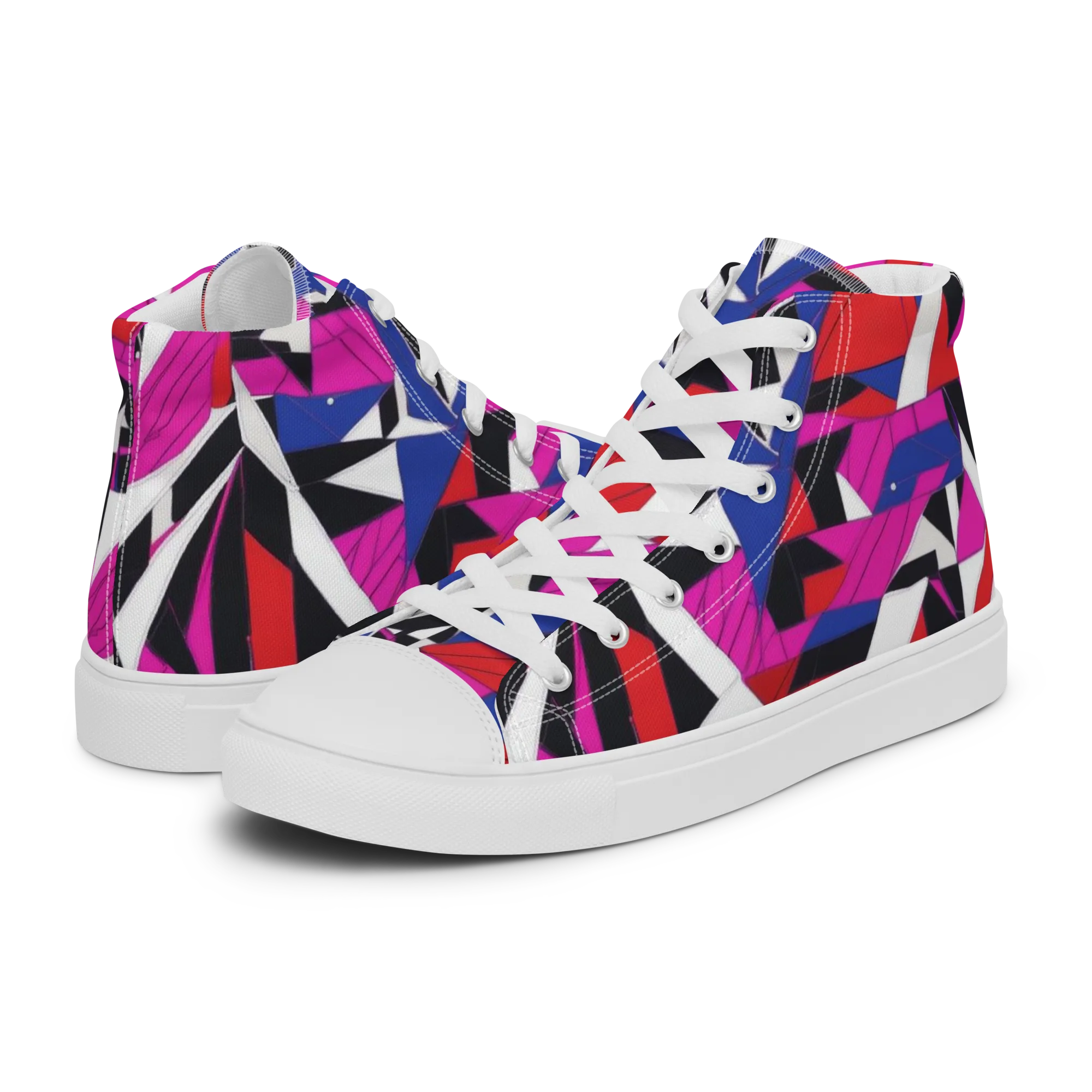 Laser Tessellation on Women's High Top Canvas Shoes — Left