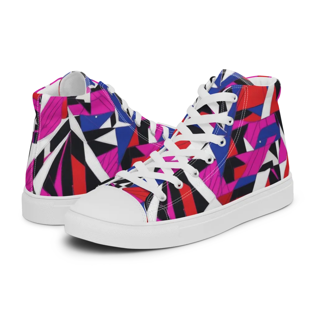 Laser Tessellation on Women's High Top Canvas Shoes — Left
