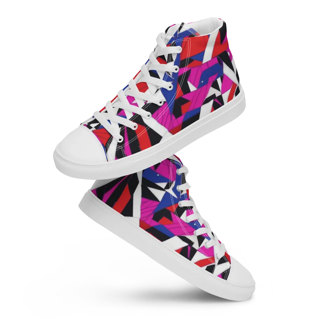 Laser Tessellation on Women's High Top Canvas Shoes — Front