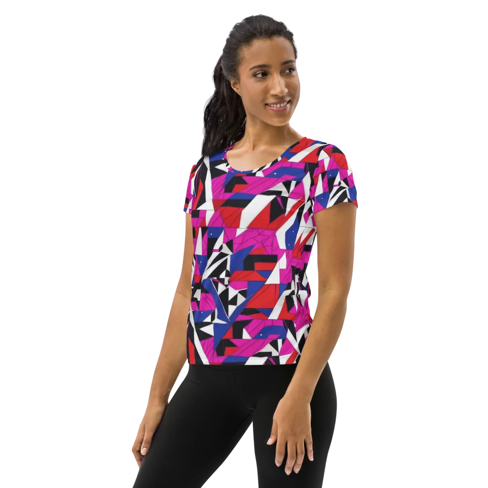 Laser Tessellation on Women's Athletic T-Shirt — Left