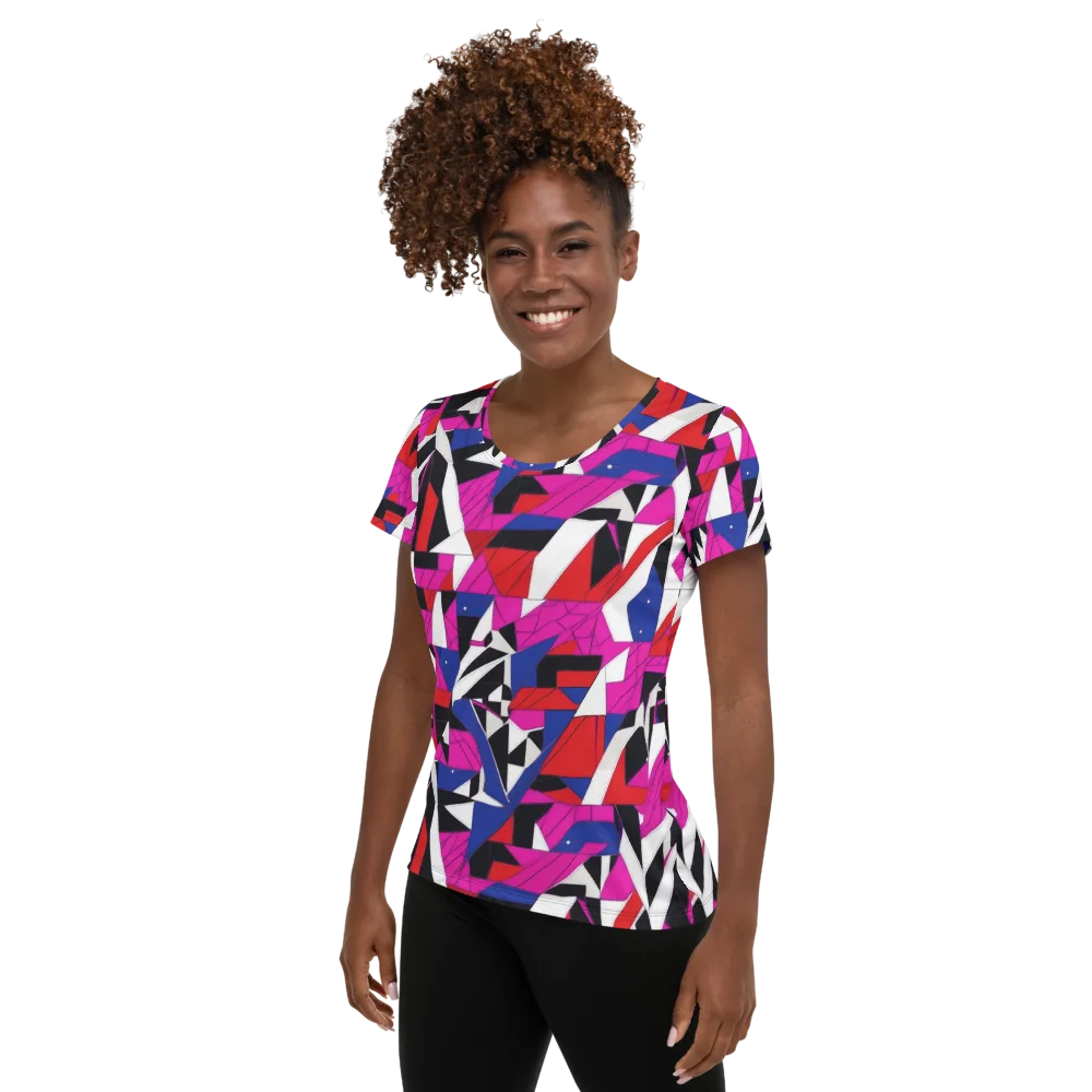 Laser Tessellation on Women's Athletic T-Shirt — Left