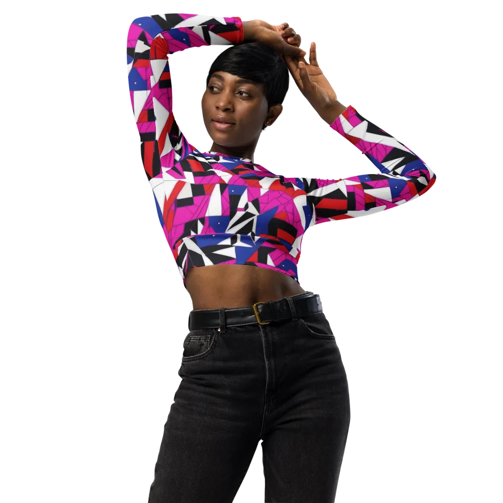 Laser Tessellation on Long Sleeve Crop Top — Front
