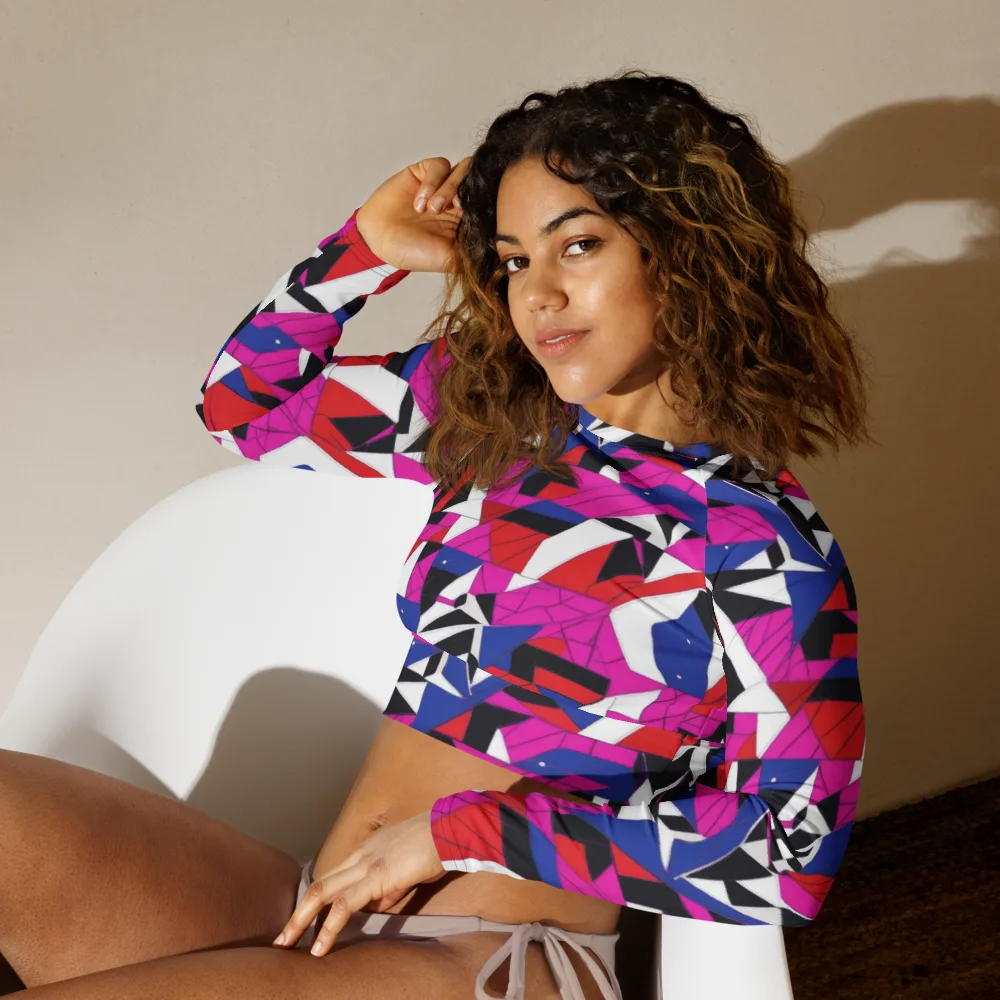 Laser Tessellation on Long Sleeve Crop Top — Left Front