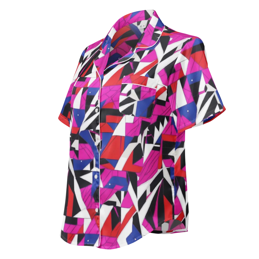 Laser Tessellation on Women's Short Sleeve Pajama Top — Left Front