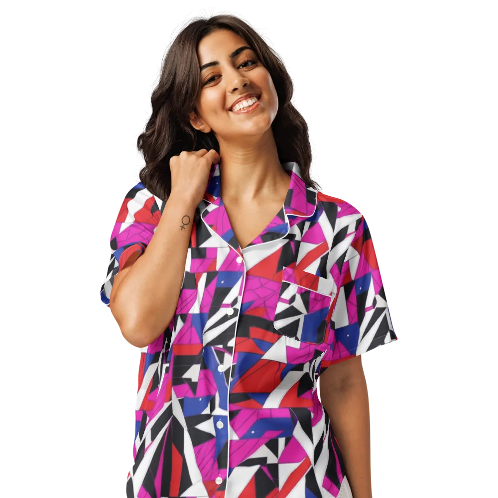 Laser Tessellation on Women's Short Sleeve Pajama Top — Front