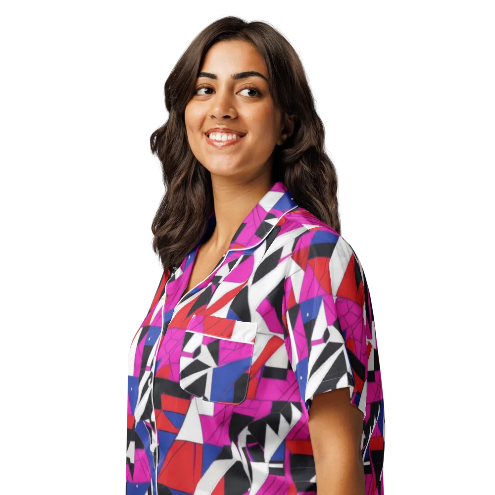 Laser Tessellation on Women's Short Sleeve Pajama Top — Left Front
