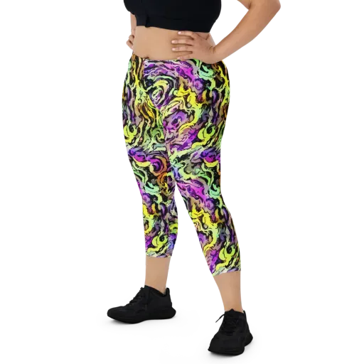 Neon Inkblot on a Capri Leggings