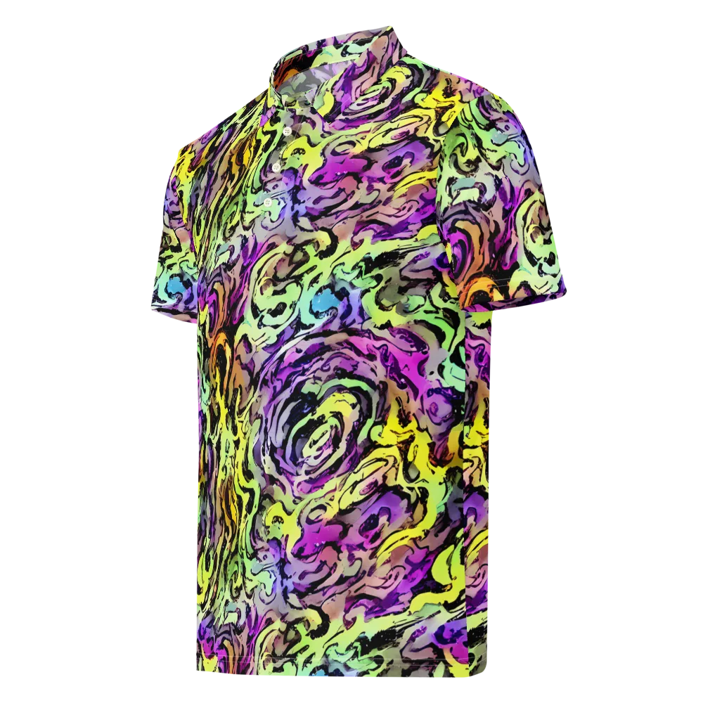 Neon Inkblot on Men's Slim Fit Polo Shirt — Left Front