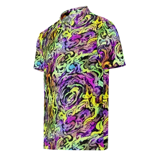 Neon Inkblot on a Men's Slim Fit Polo Shirt