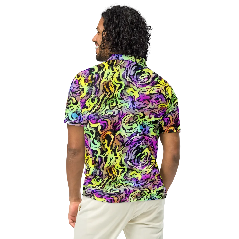 Neon Inkblot on Men's Slim Fit Polo Shirt — Back