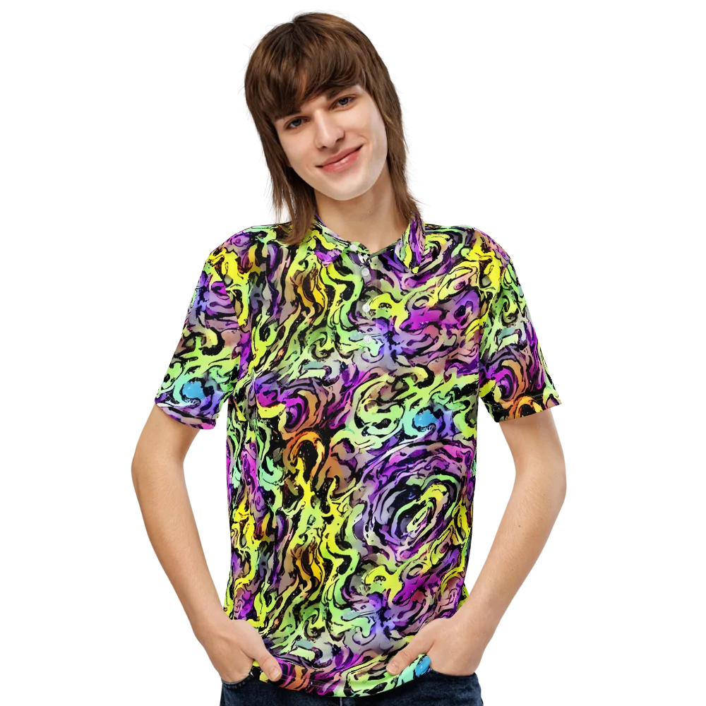 Neon Inkblot on Men's Slim Fit Polo Shirt — Front