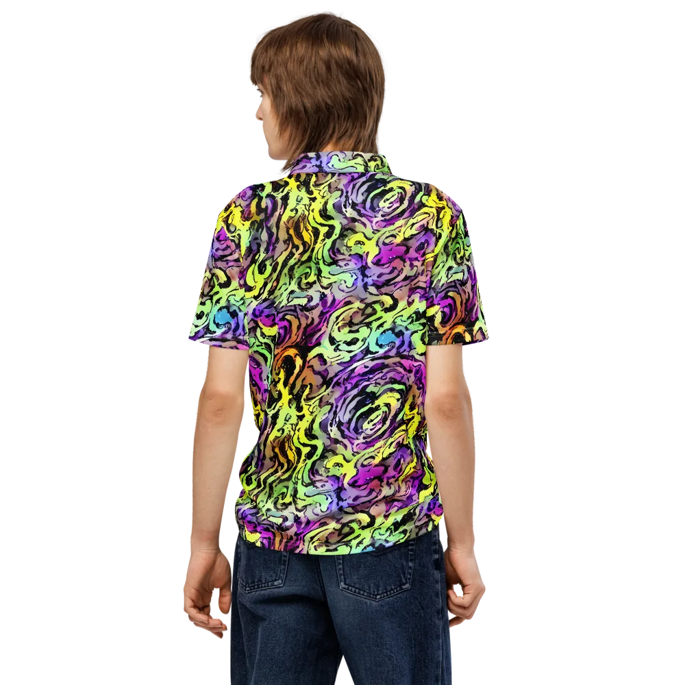 Neon Inkblot on Men's Slim Fit Polo Shirt — Back