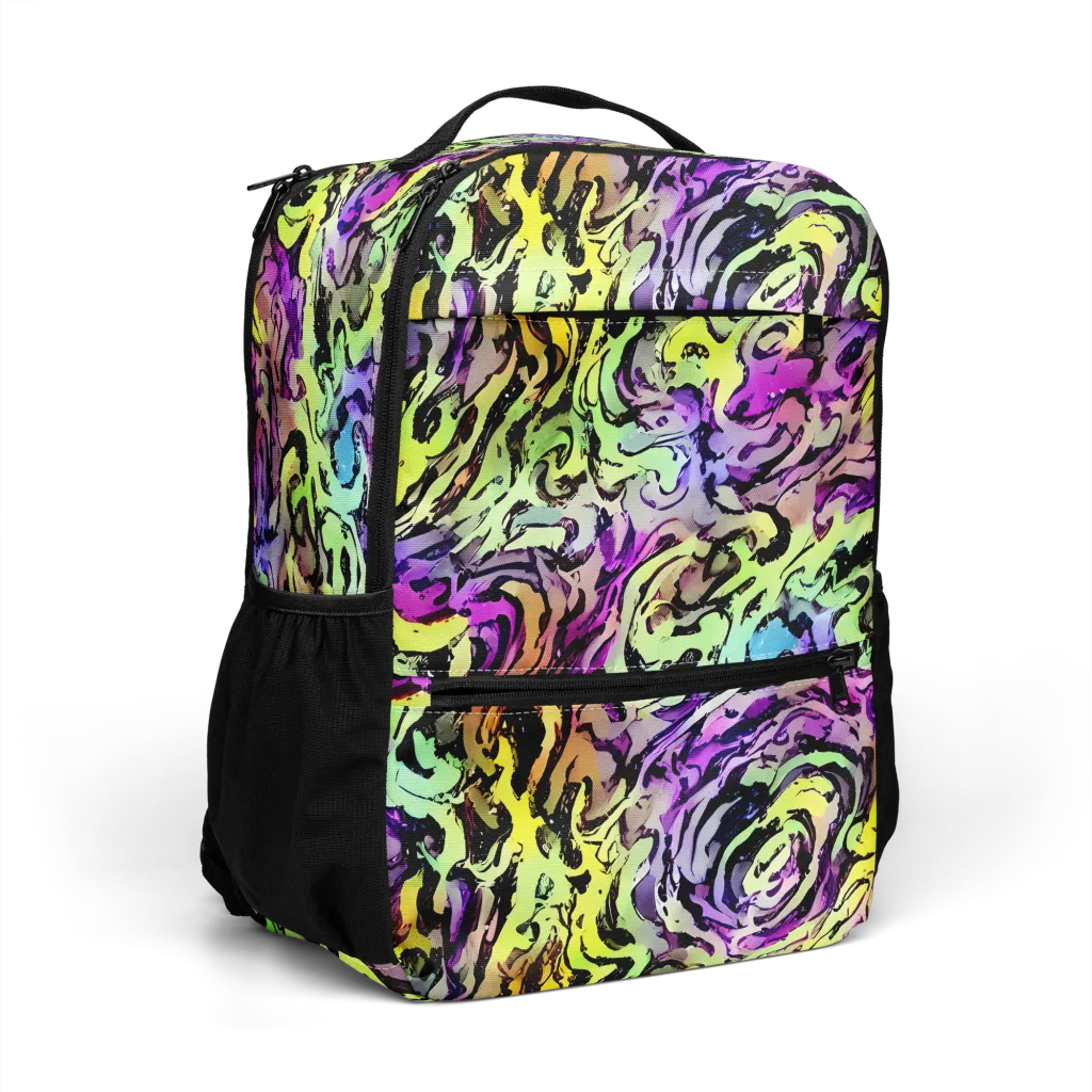 Neon Inkblot on Utility Backpack — Right Front
