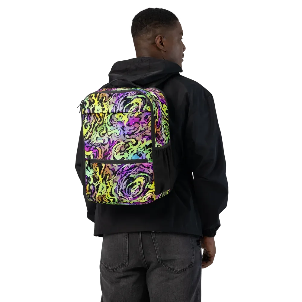 Neon Inkblot on Utility Backpack — Back
