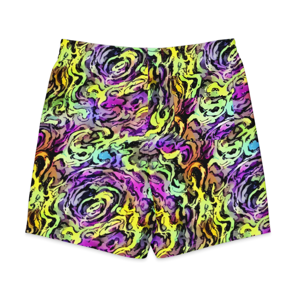 Neon Inkblot on Men's Board Shorts — Back