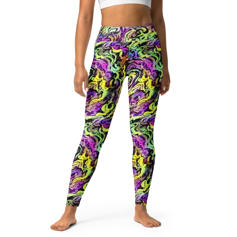 Neon Inkblot on Yoga Leggings — Front