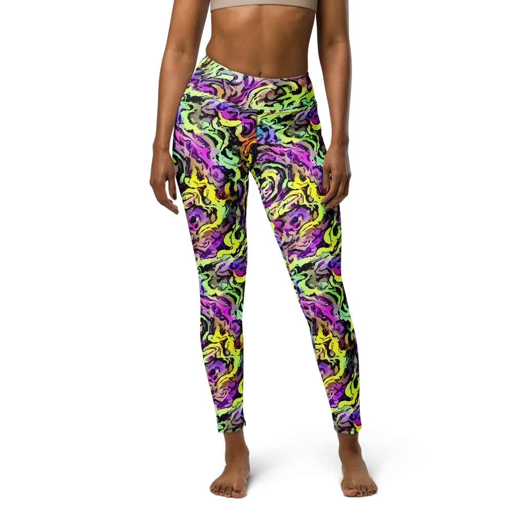Neon Inkblot on Yoga Leggings — Front