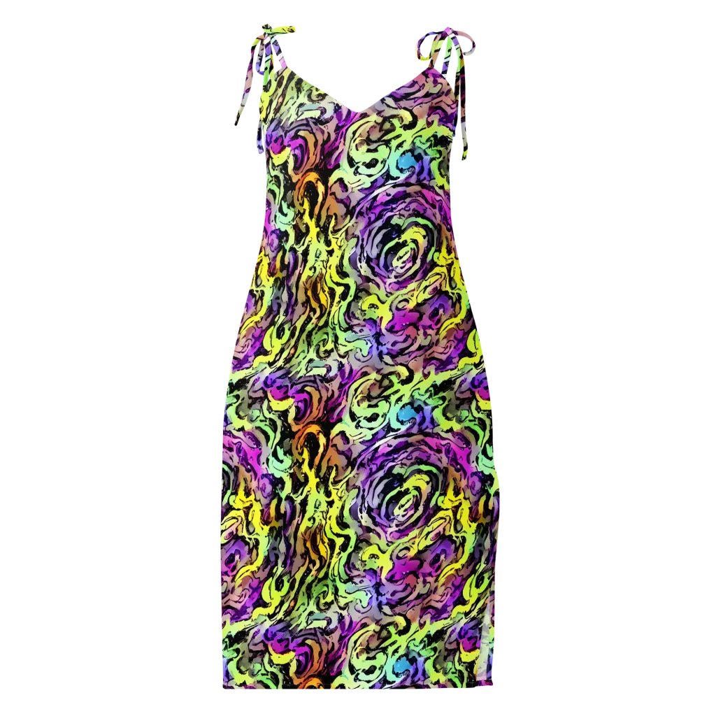 Neon Inkblot on Slip Dress — Front