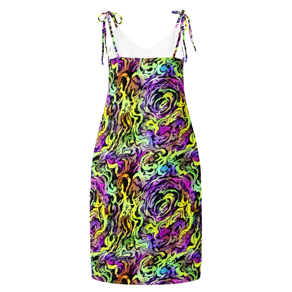 Neon Inkblot on Slip Dress — Back