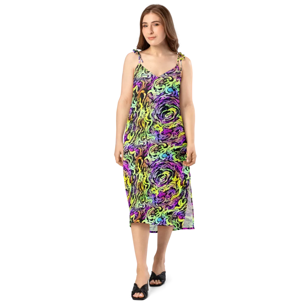 Neon Inkblot on Slip Dress — Front