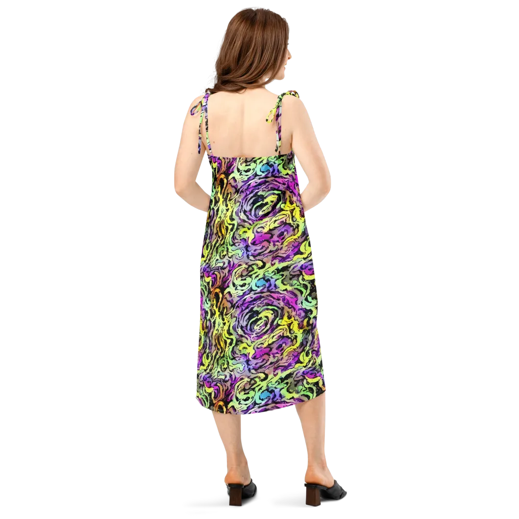 Neon Inkblot on Slip Dress — Back