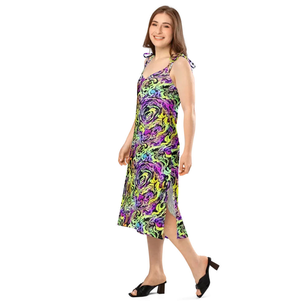 Neon Inkblot on Slip Dress — Left Front