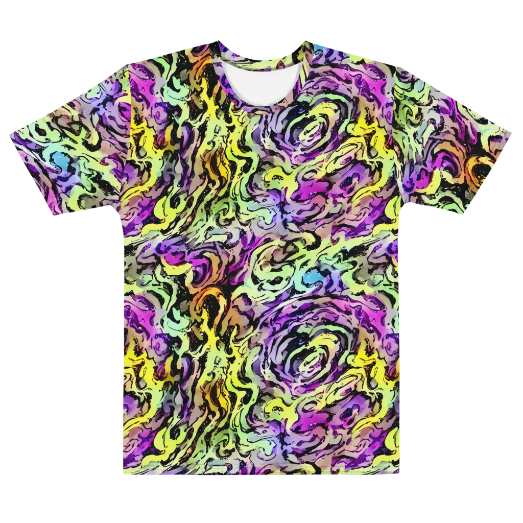 Neon Inkblot on Men's Cotton Crew Neck T-Shirt — Front