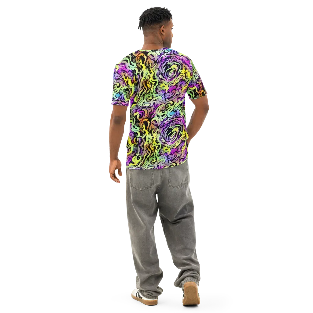 Neon Inkblot on Men's Cotton Crew Neck T-Shirt — Back