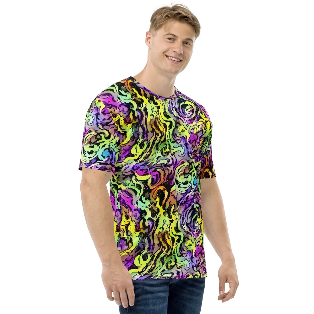 Neon Inkblot on Men's Crew Neck T-Shirt — Right