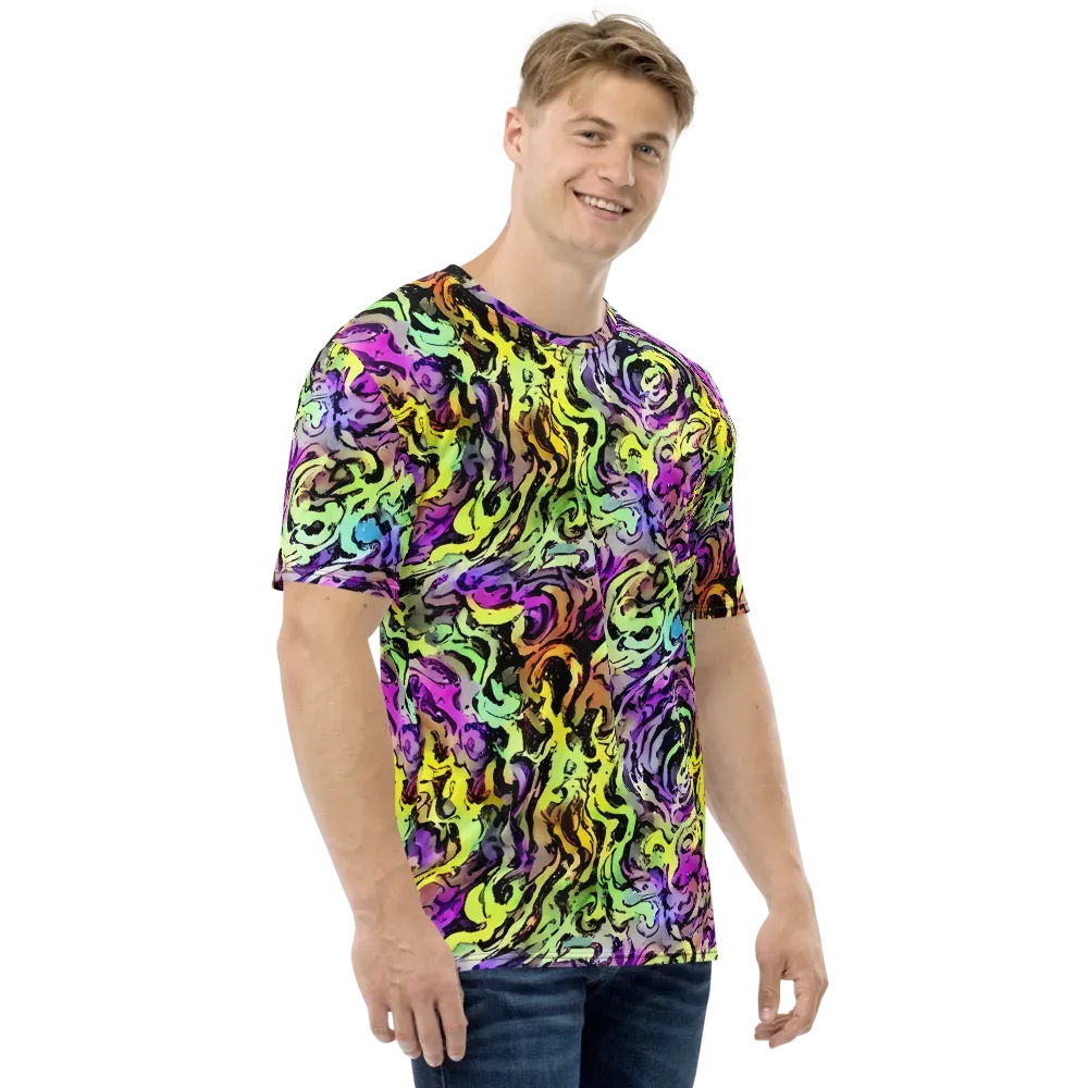 Neon Inkblot on Men's Crew Neck T-Shirt — Right