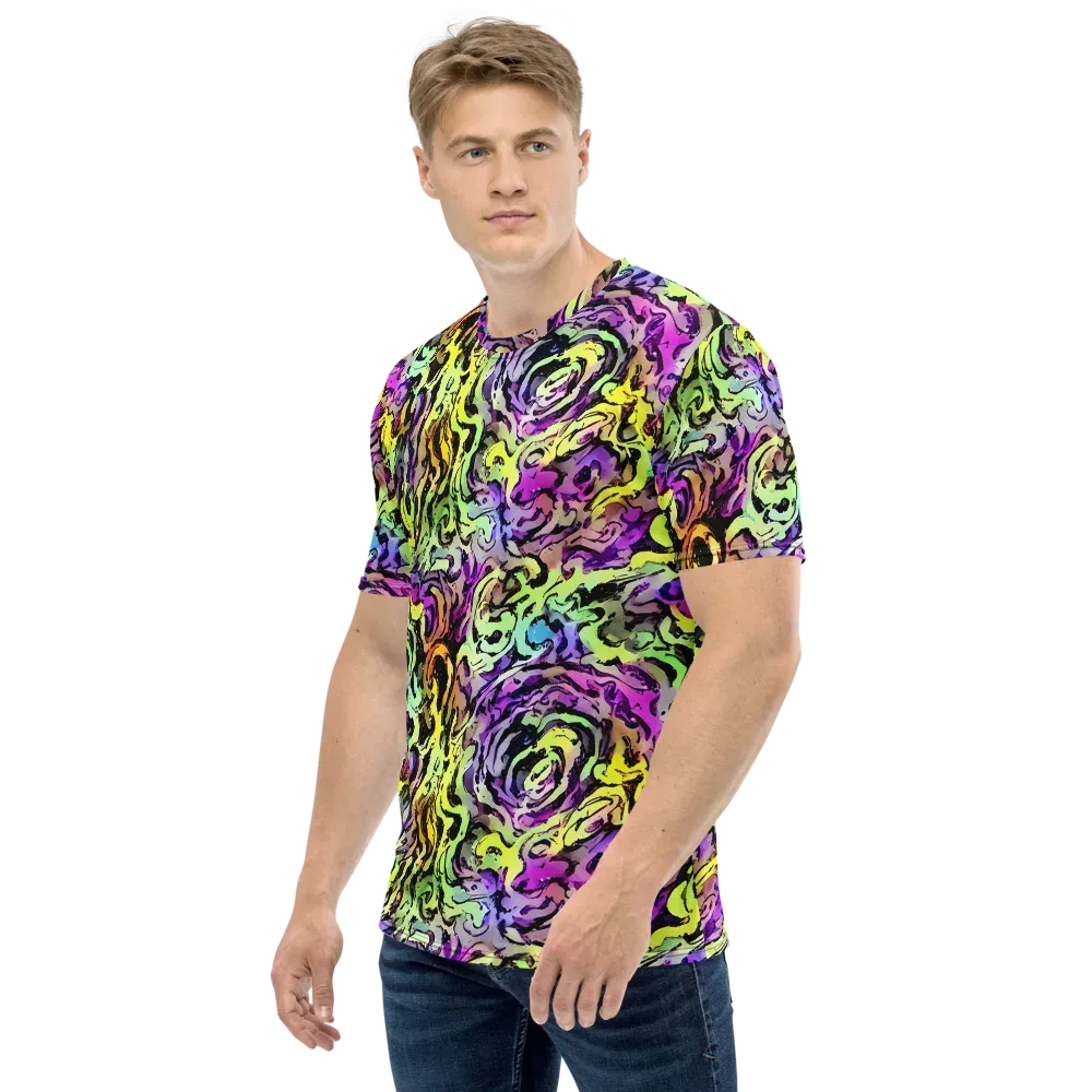 Neon Inkblot on Men's Crew Neck T-Shirt — Left