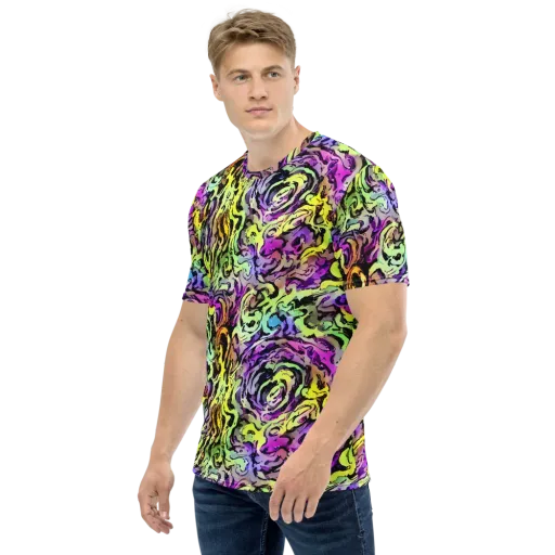Neon Inkblot on a Men's Crew Neck T-Shirt